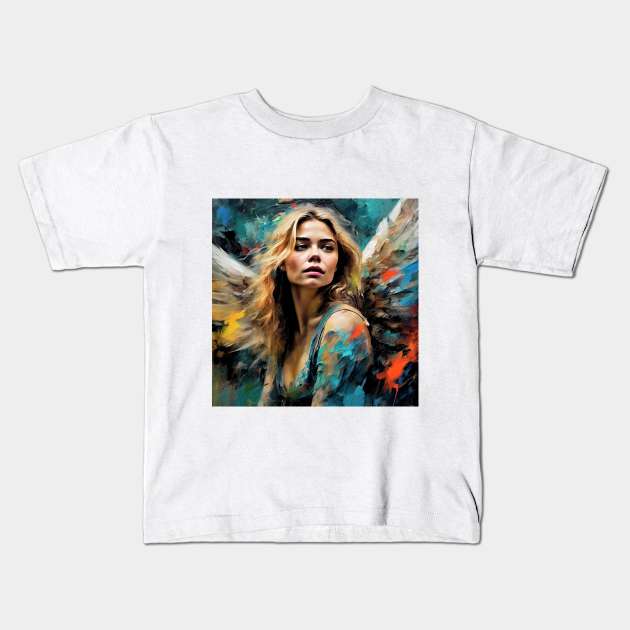Angel with Chloë  Moretz face Kids T-Shirt by bogfl